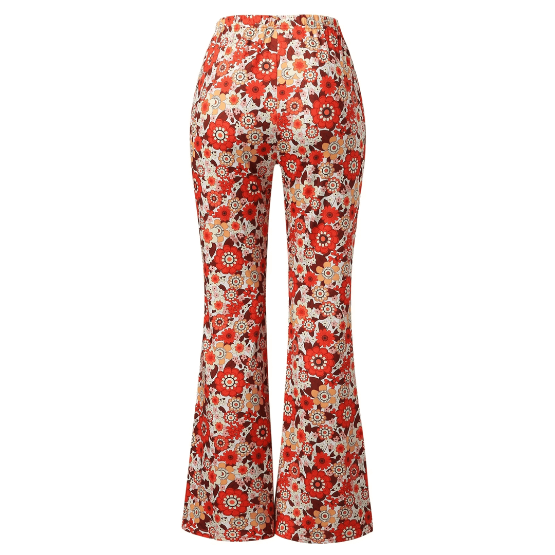 High-Waisted Floral Flared Trousers