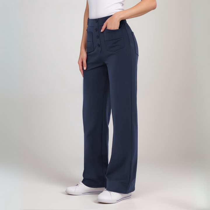 Elsa Trendy Elastic High Waist Sculpt Pants, view 4 - Elena Harper