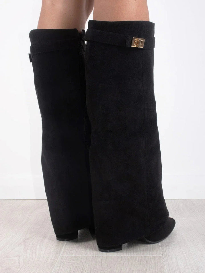High Boots for Women with Hidden Heel Slim Silhouette
