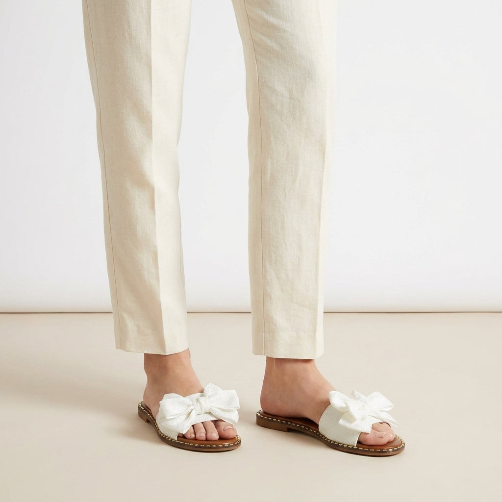 Bow Flat Slide Sandals