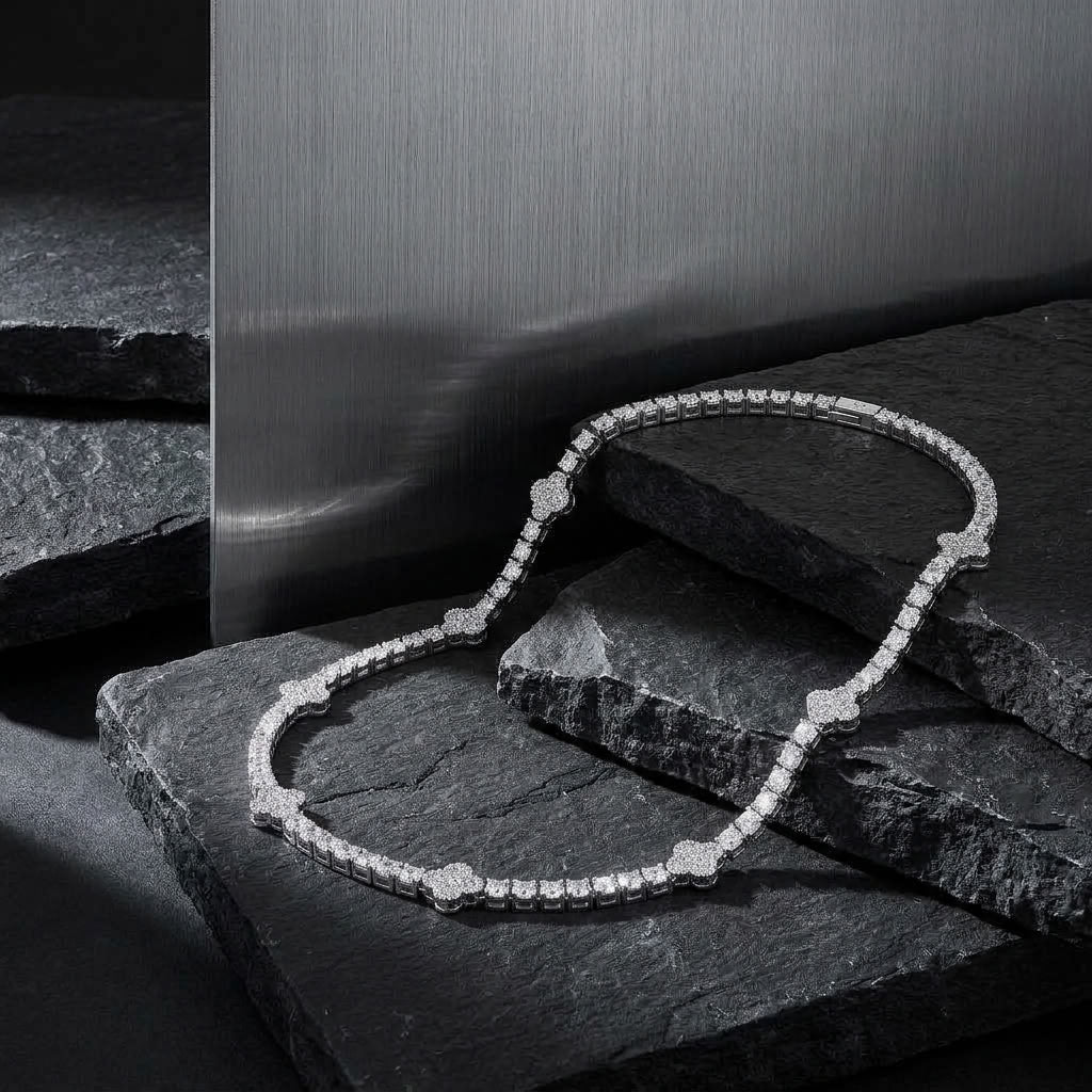 Iced Tennis Necklace with 5 mm Pattern
