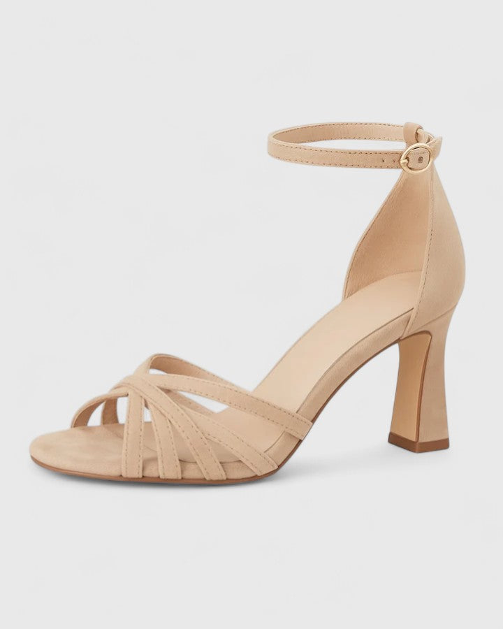 Women's Strappy Heels – Elegant Block Heel for Evening
