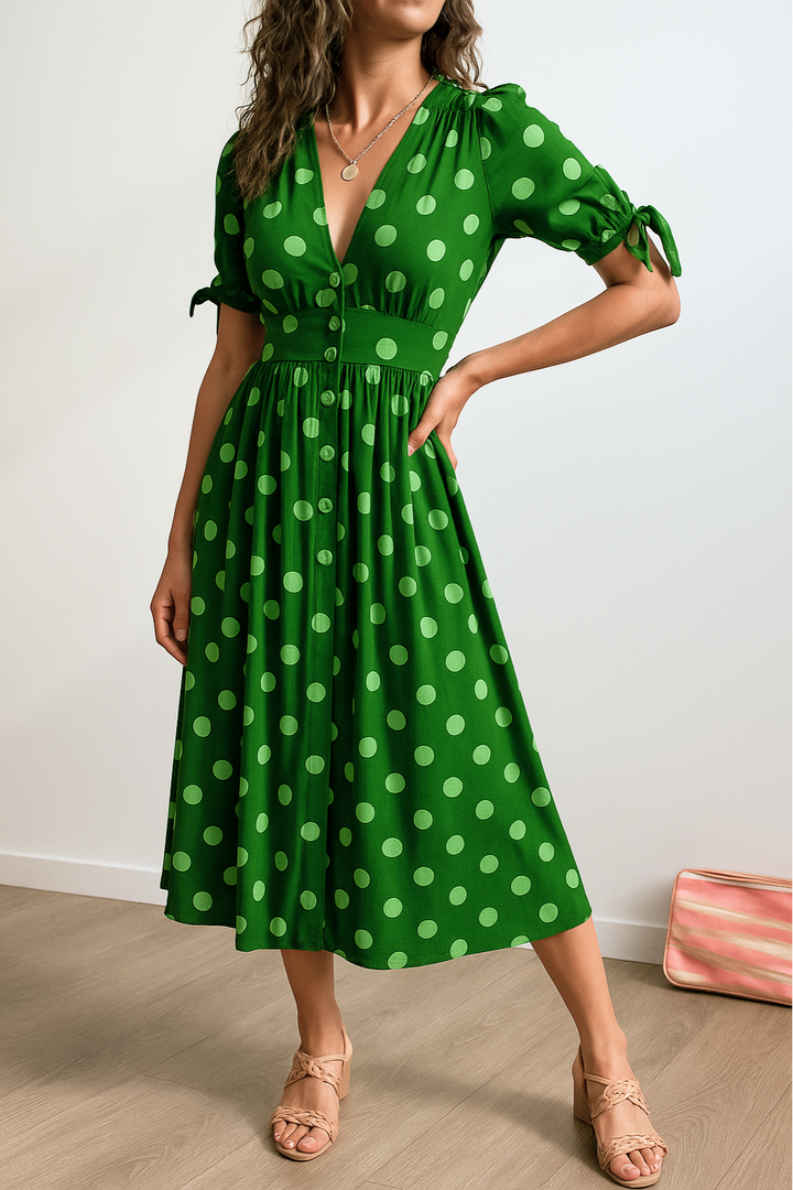 MAYA – SPOTLIGHT POLKA MIDI DRESS