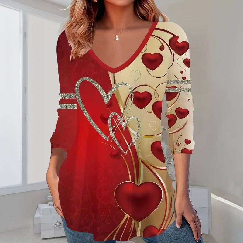 Vintage Heart Print T-Shirt