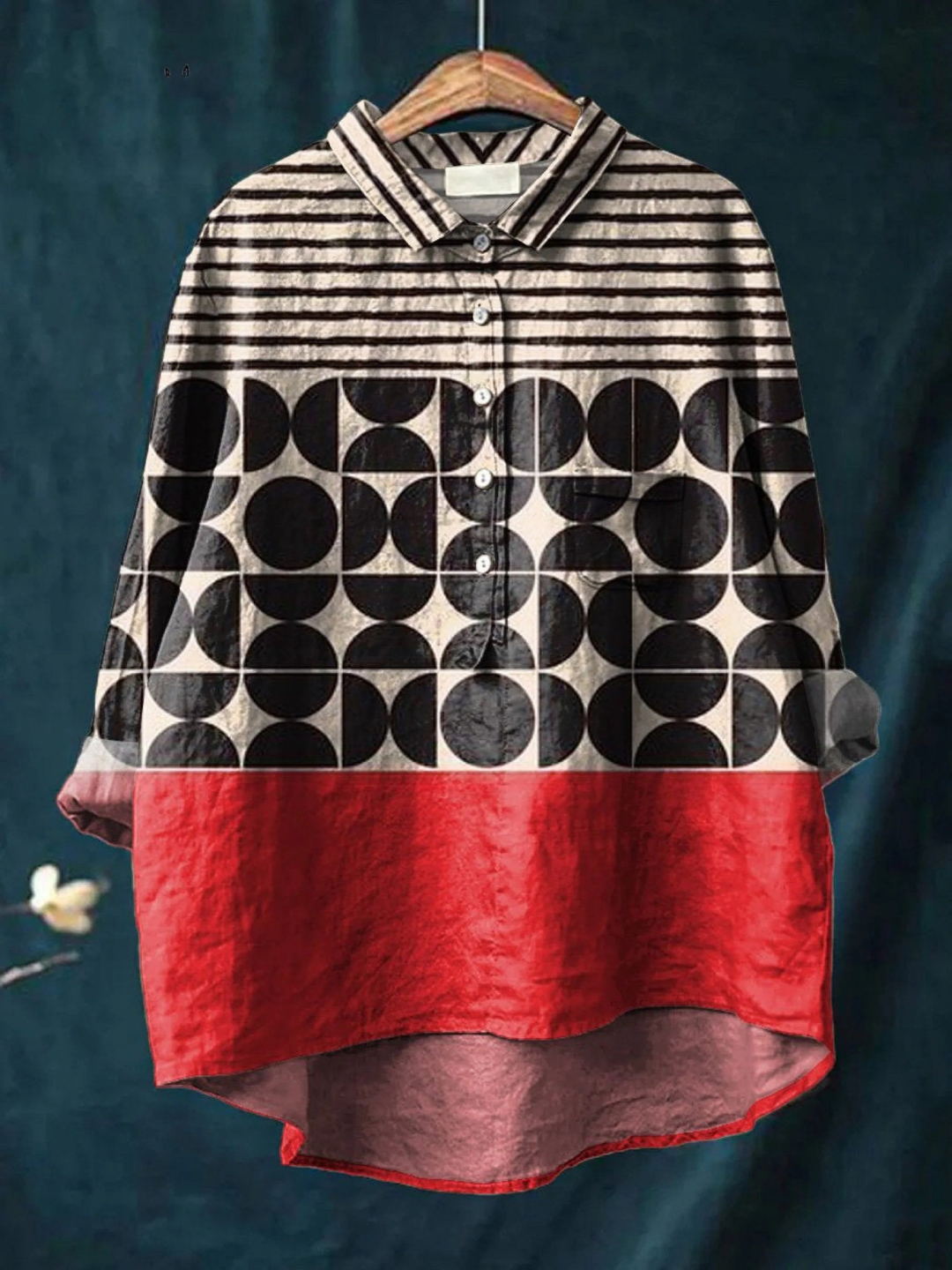 Tessa Women's Casual Shirt with Printed Geometric Pattern - Elena Harper