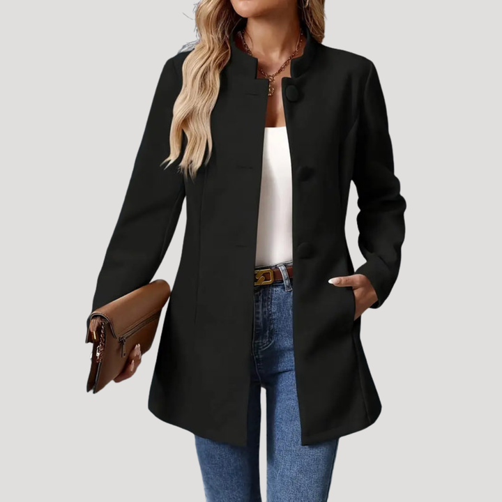 Women's Buttoned Coat with High Collar