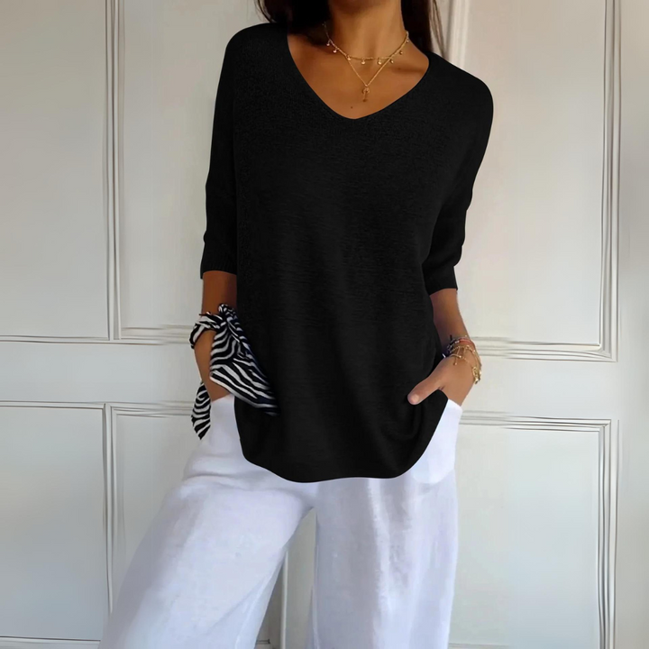 Marij - Women's Casual Jersey with V-Neck