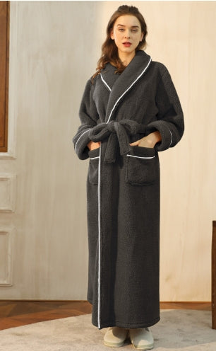 Unisex Thick Plush Over-Knee Bathrobe - Ultimate Winter Comfort
