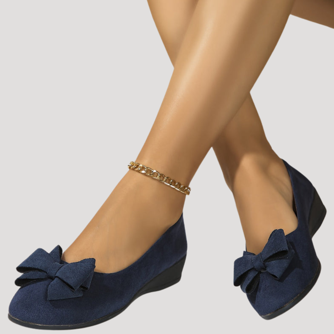 Wedge Ballet Flats with Elegant Bow