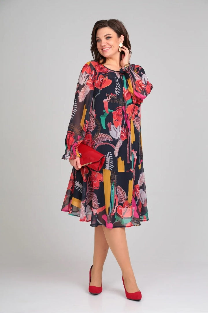 Andrea Fashionable Floral Dress, view 5 - Elena Harper