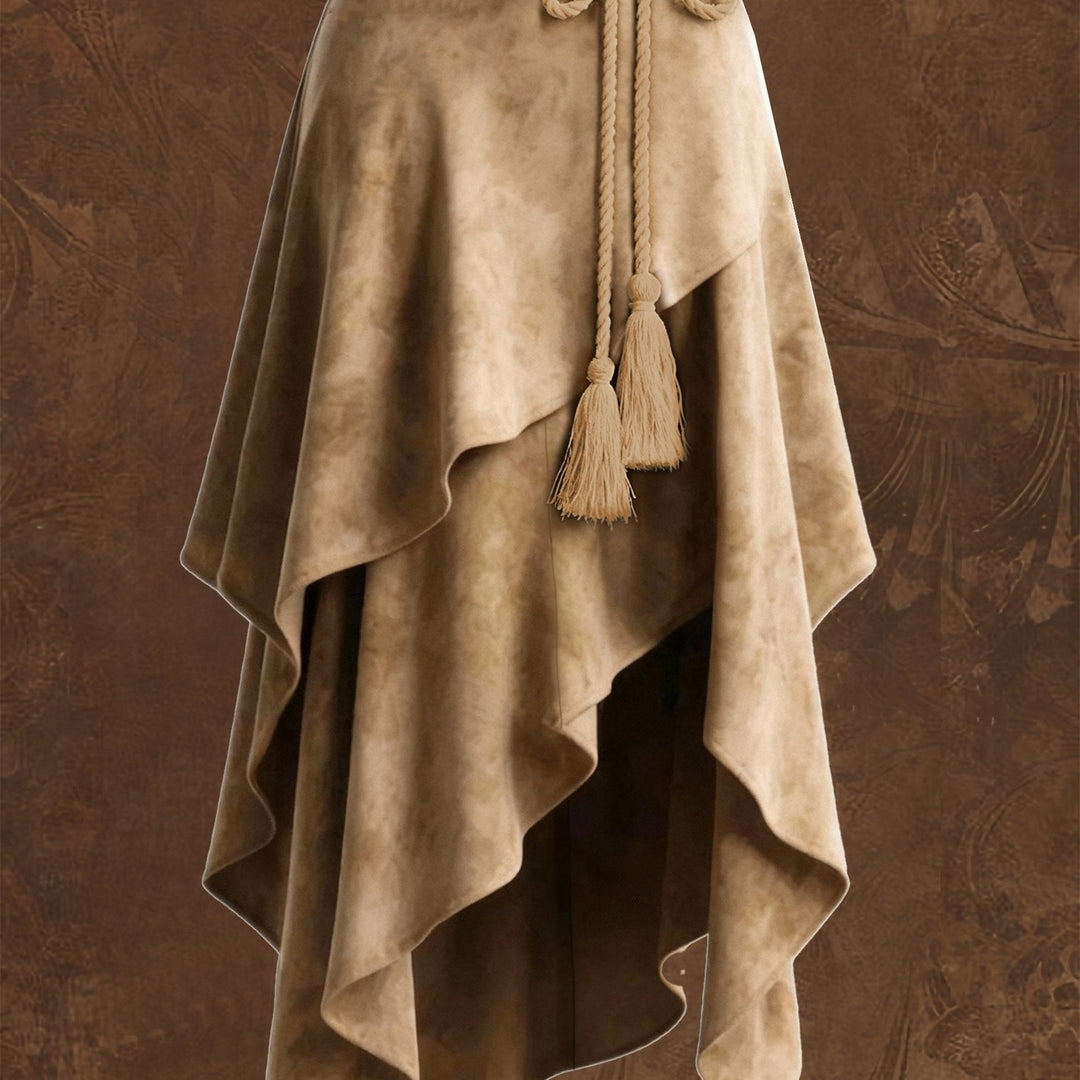 Mid-length Montarello Skirt for Women, Suede Look, Asymmetrical