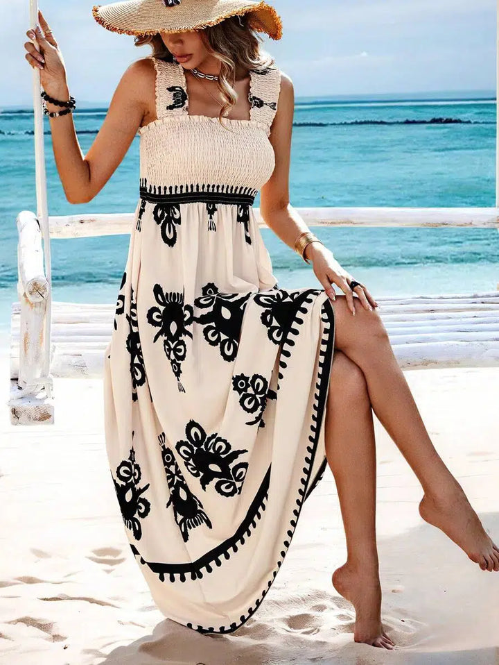 Apricot Colored Sleeveless Maxi Dress Valéora - Elena Harper