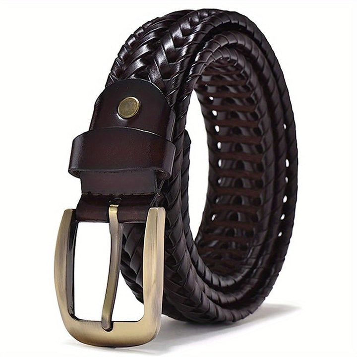 Premium Woven Leather Men's Belt - Elegant Casual Accessory