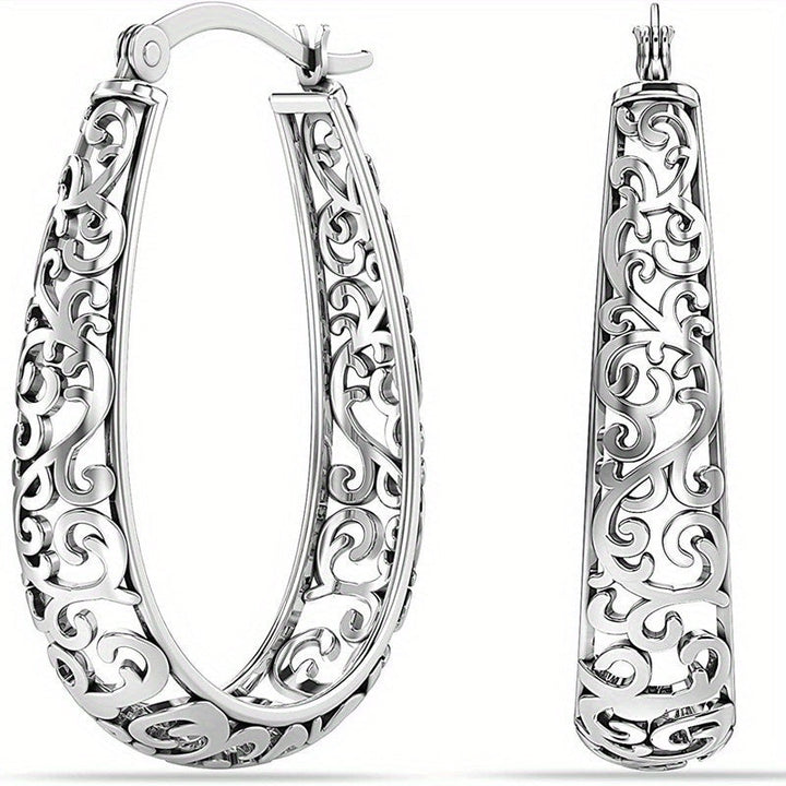Elegant Retro Scroll Hoop Earrings - Elena Harper