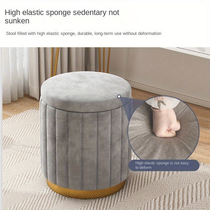 Home Decor: Stylish Round Storage Ottoman with Mirror Finish