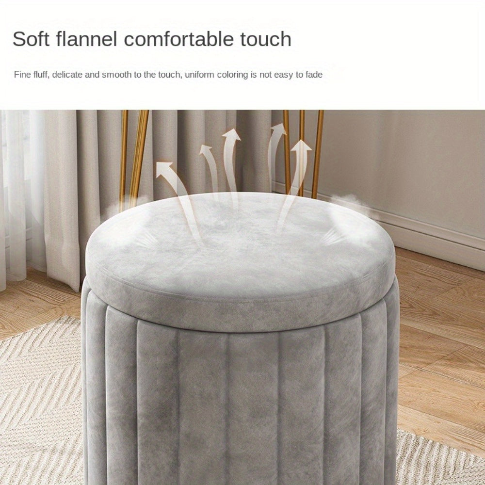 Home Decor: Stylish Round Storage Ottoman with Mirror Finish