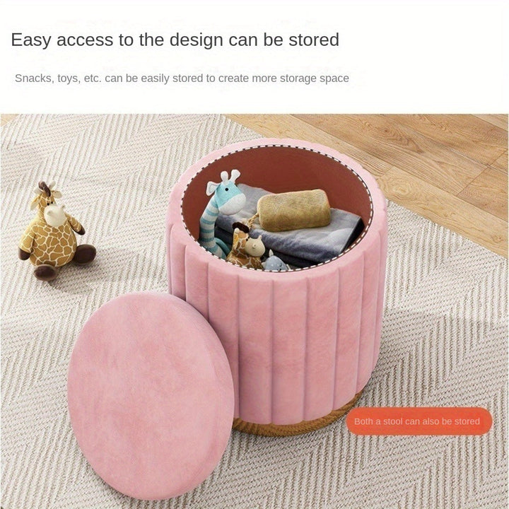 Home Decor: Stylish Round Storage Ottoman with Mirror Finish
