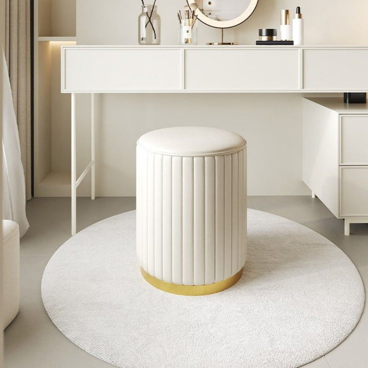 Home Decor: Stylish Round Storage Ottoman with Mirror Finish