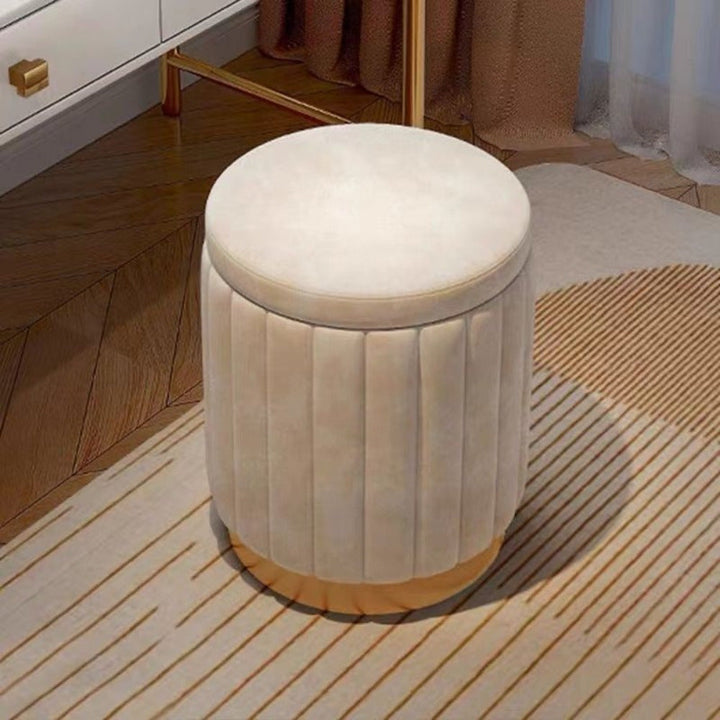 Home Decor: Stylish Round Storage Ottoman with Mirror Finish