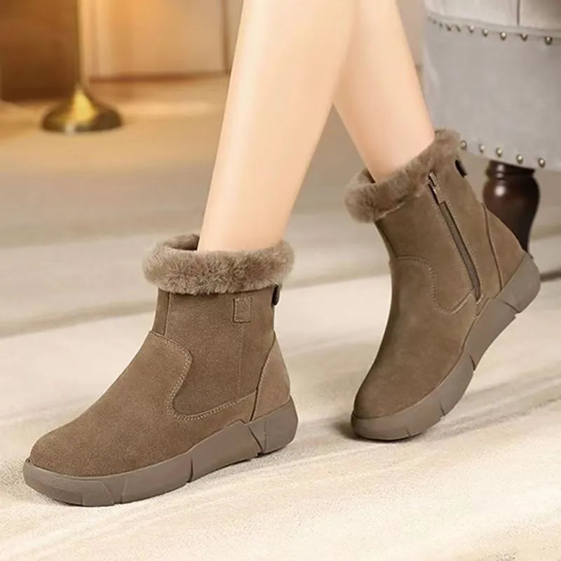 Women's Winter Suede Effect Ankle Boots - Gialysa