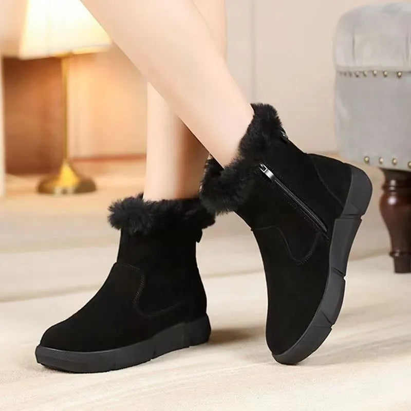 Women's Winter Suede Effect Ankle Boots - Gialysa