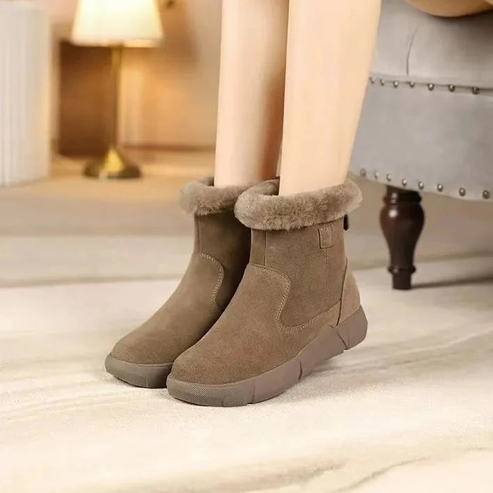 Women's Winter Suede Effect Ankle Boots - Gialysa