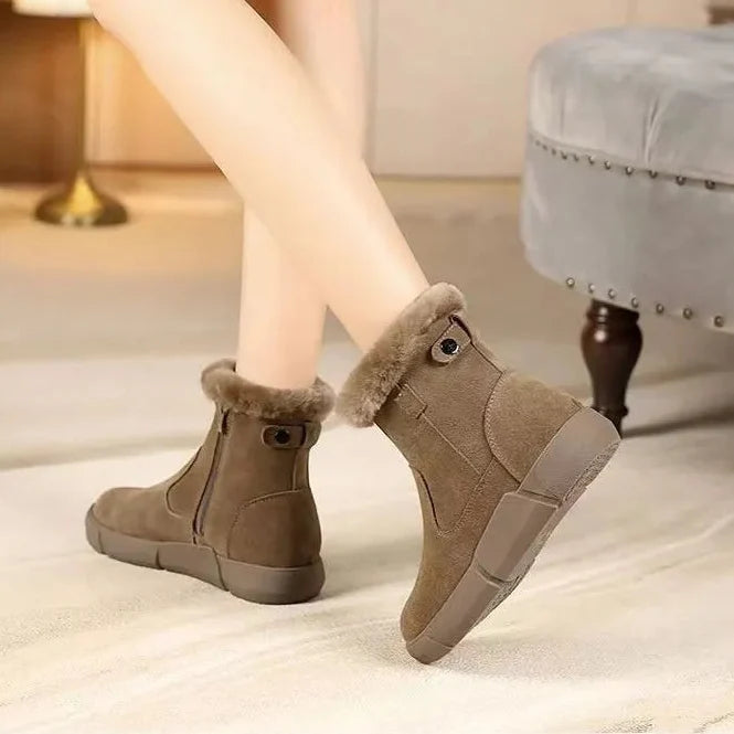 Women's Winter Suede Effect Ankle Boots - Gialysa