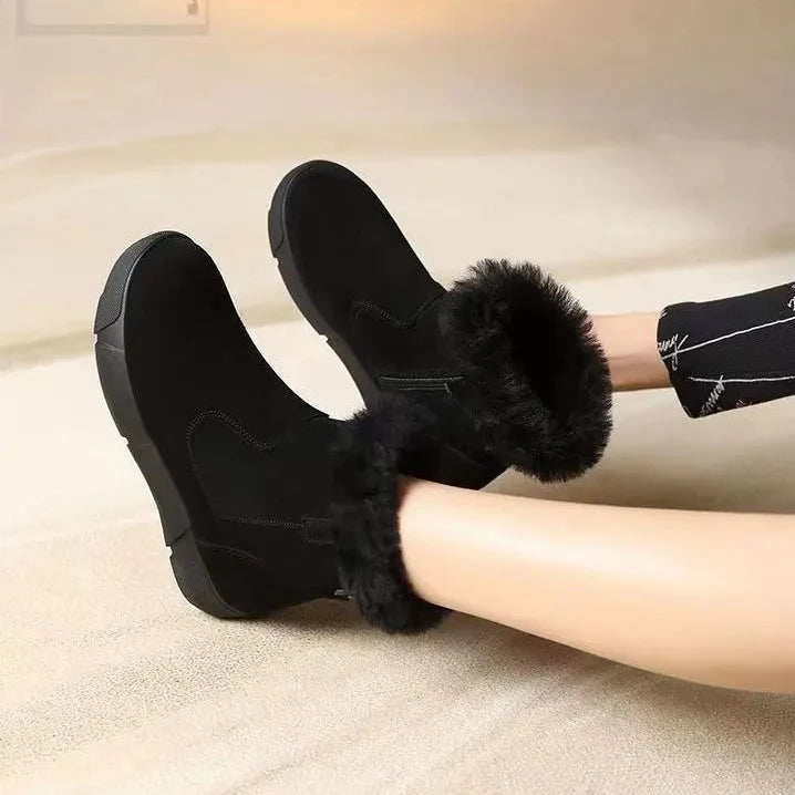 Women's Winter Suede Effect Ankle Boots - Gialysa