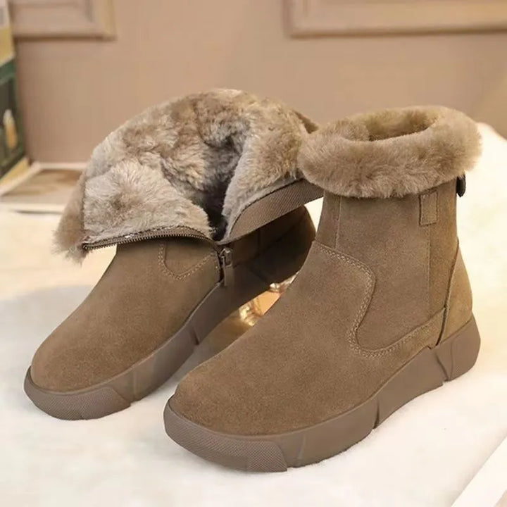 Women's Winter Suede Effect Ankle Boots - Gialysa