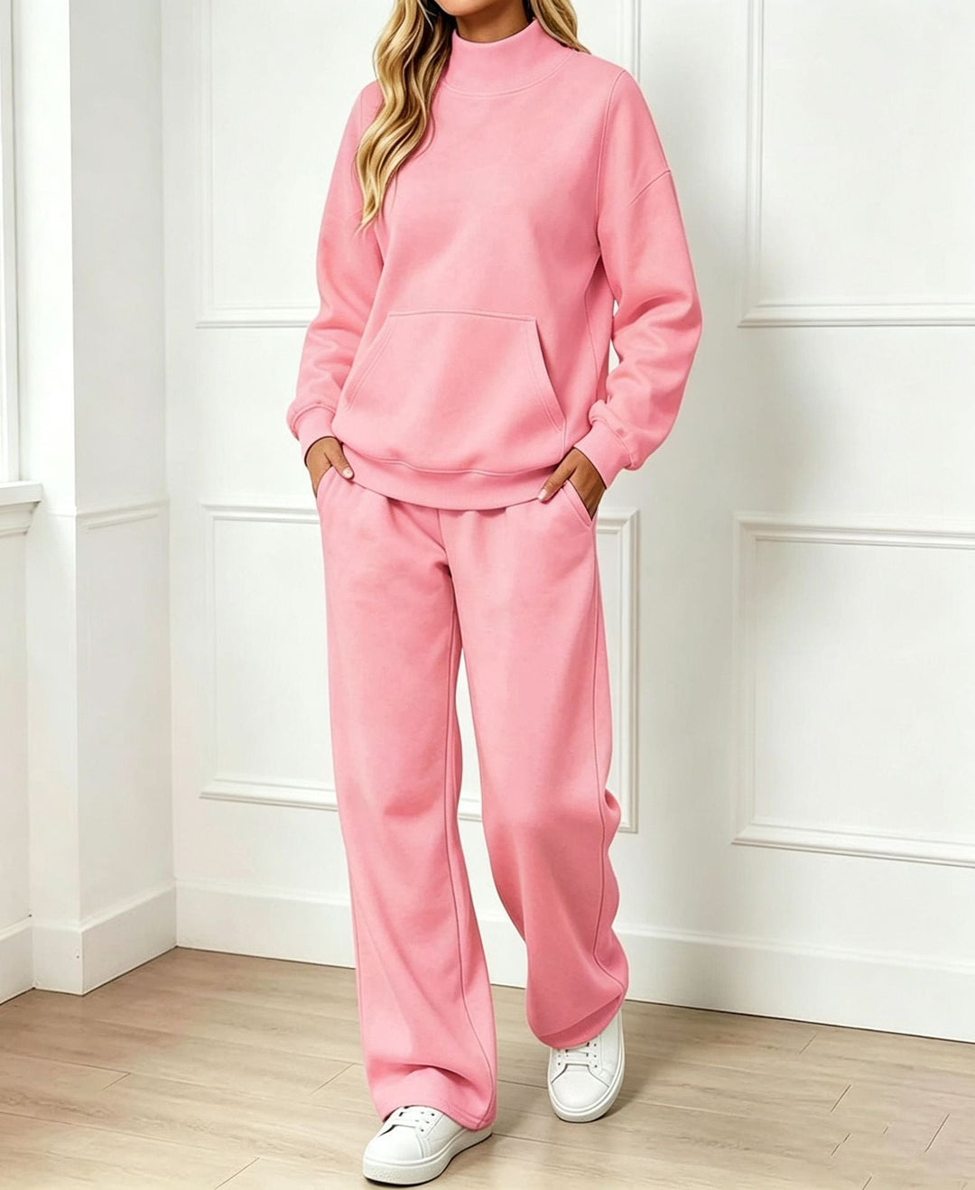 Women's Sweat Set with High Collar - Comfortable and Coordinated
