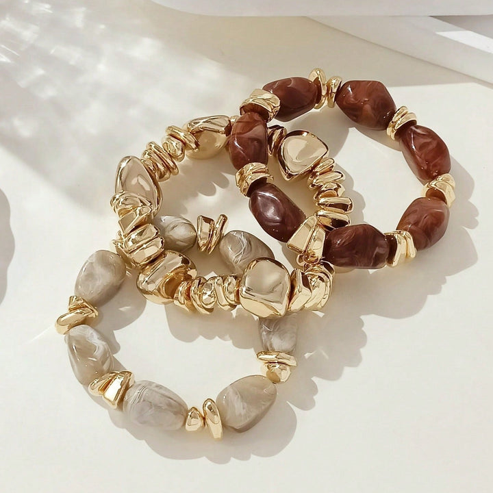 Bohemian Retro Geometric Thick Acrylic Beaded Bracelet