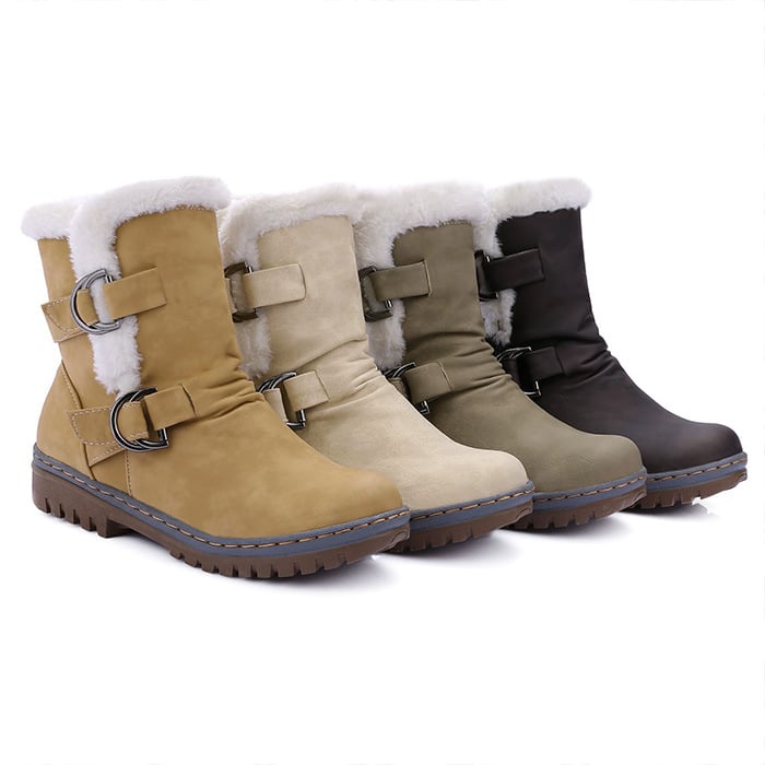 Women's Snow Boots with Short Shaft Buckles - Zynara