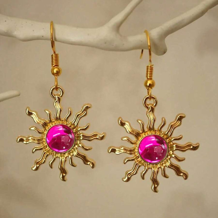 Bohemian Style Baroque Sunflower Acrylic Gold Plated Dangle Earring - Elena Harper