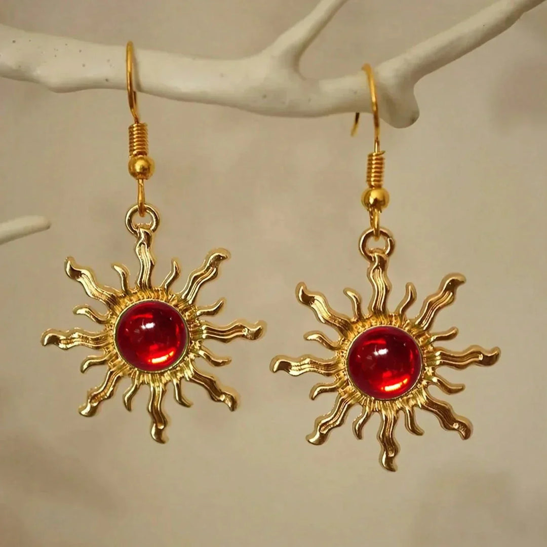 Bohemian Style Baroque Sunflower Acrylic Gold Plated Dangle Earring - Elena Harper