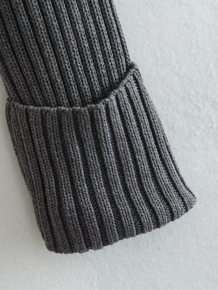 Eva - Women's High Neck Ribbed Sweater