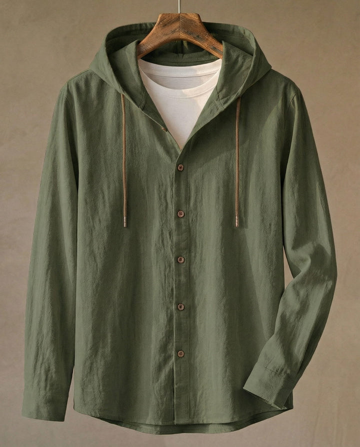 ELENA HARPER™  |  LINEN HOODED SHIRT FOR MEN