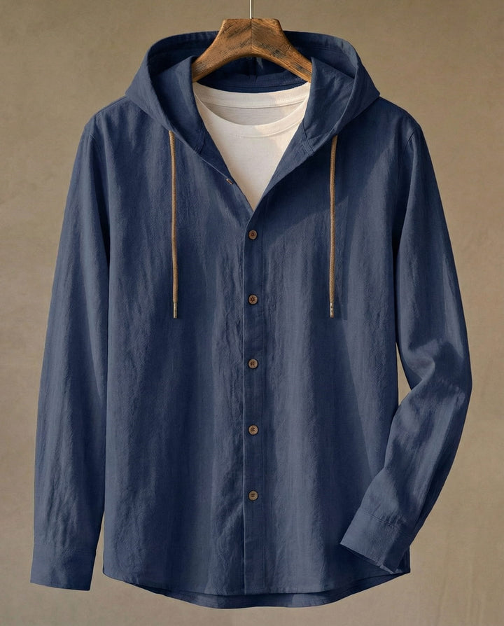 ELENA HARPER™  |  LINEN HOODED SHIRT FOR MEN