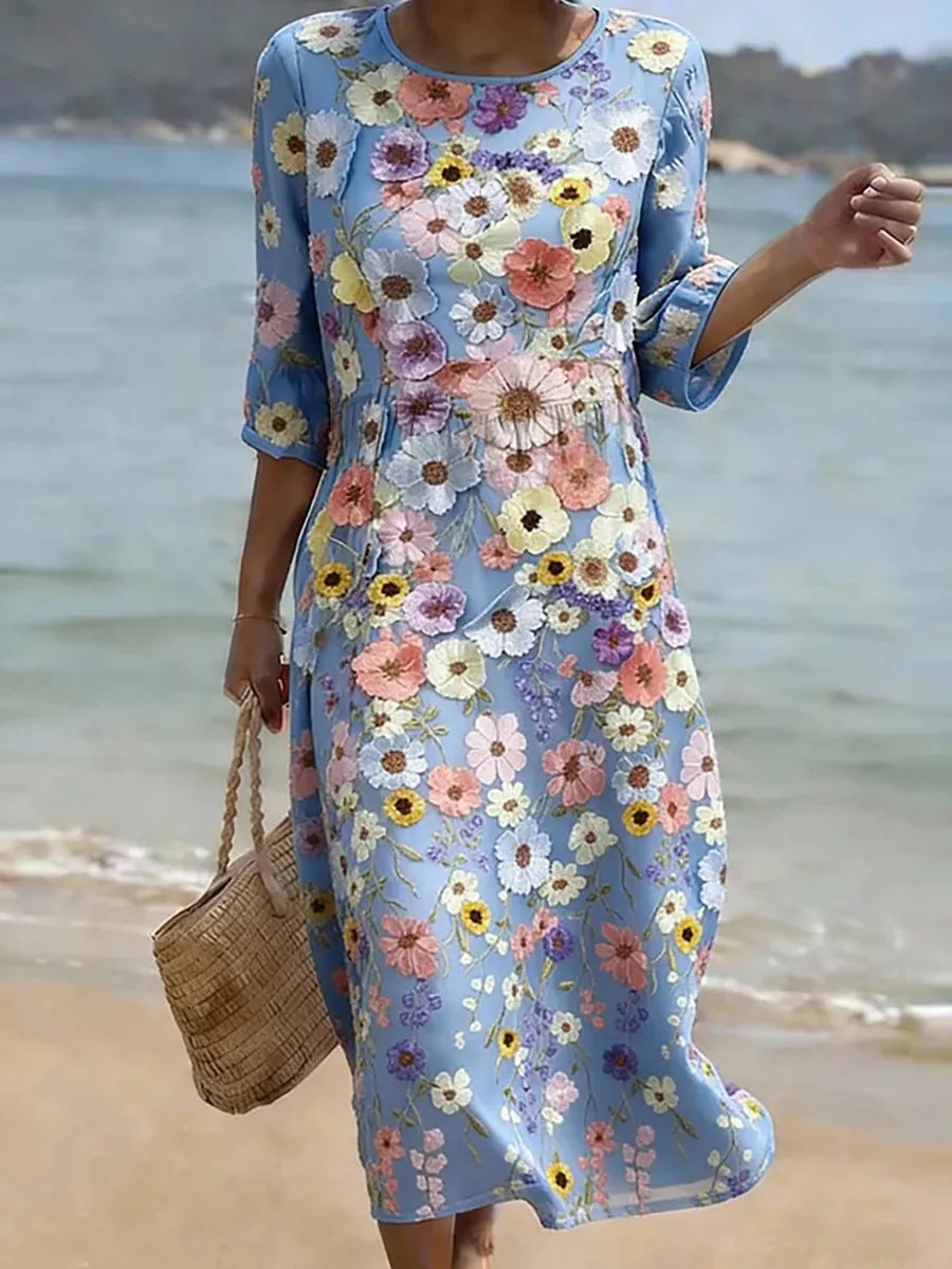 Brooke Elegant Floral Dress - Elena Harper
