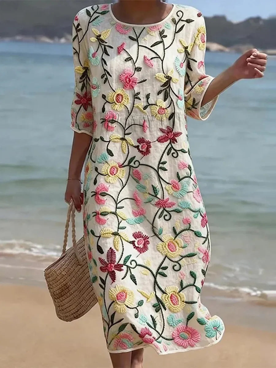 Women's Casual Dress with Floral Print. - Elena Harper