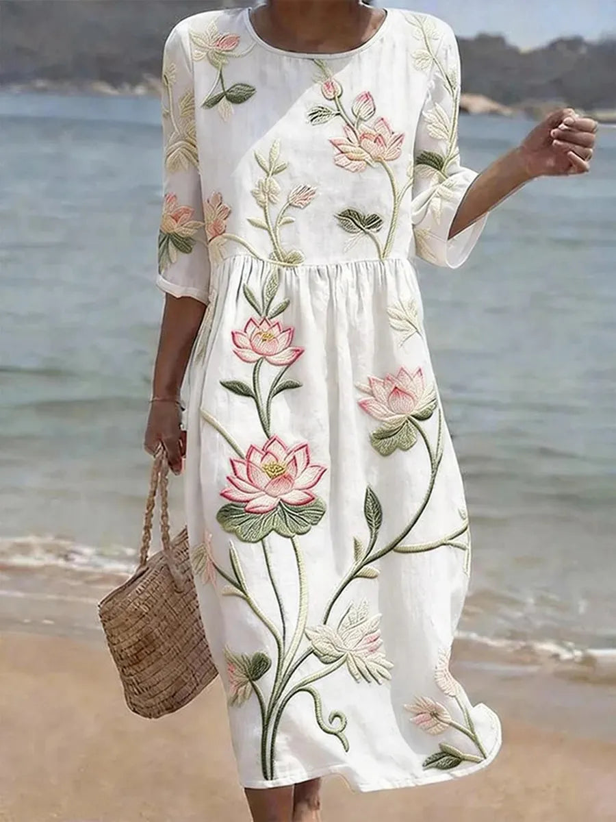 Women's Casual Dress with Floral Print. - Elena Harper