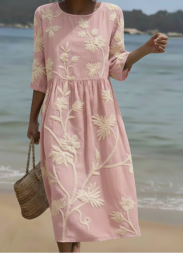 Phoebe Plant & Flower Print Midi Dress - Elena Harper