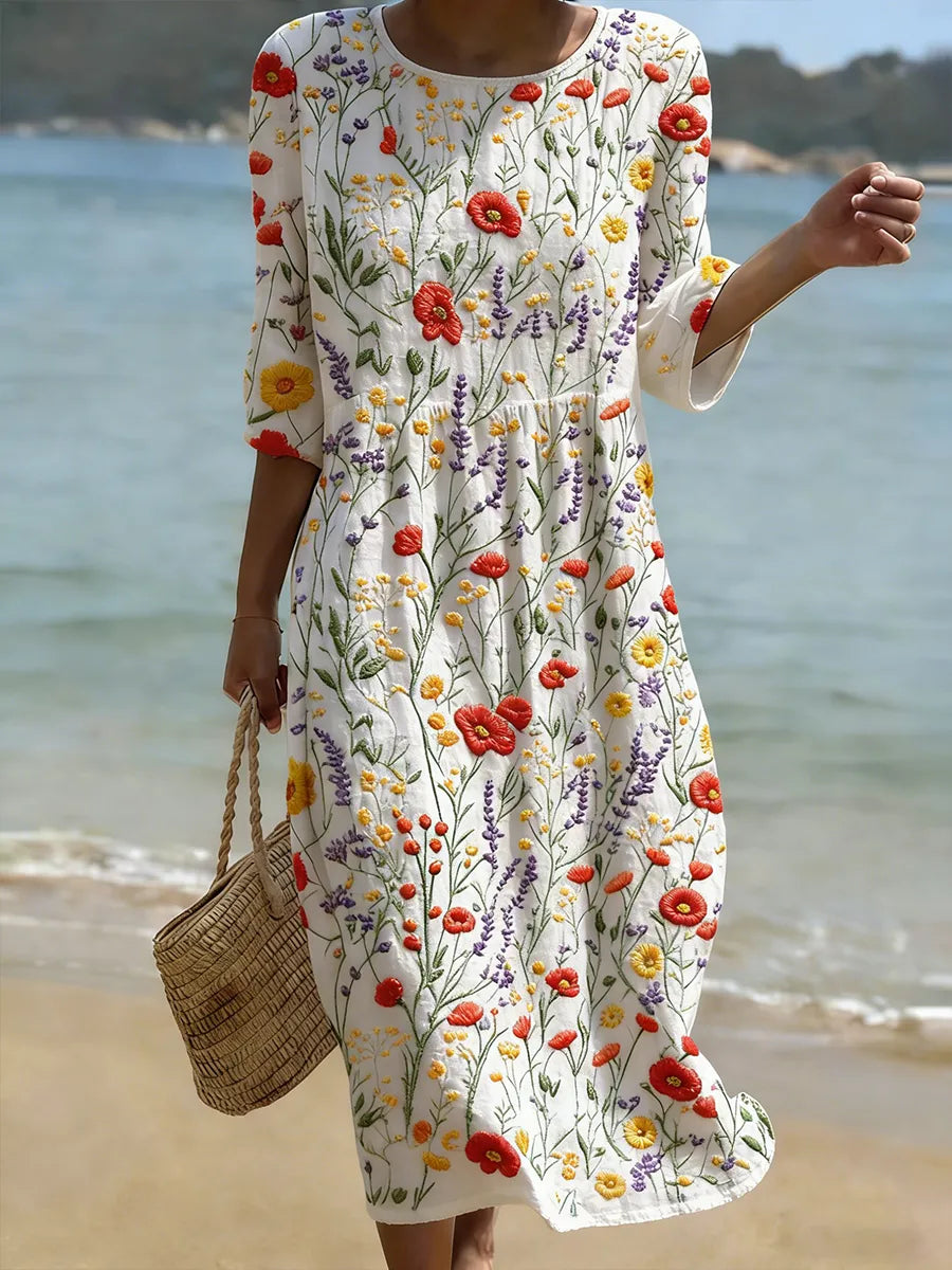 Casual women's dress with floral print. - Elena Harper