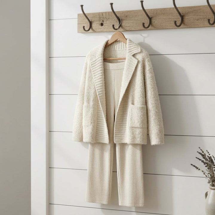 Bravelle Soft White Hooded Sweater Coat