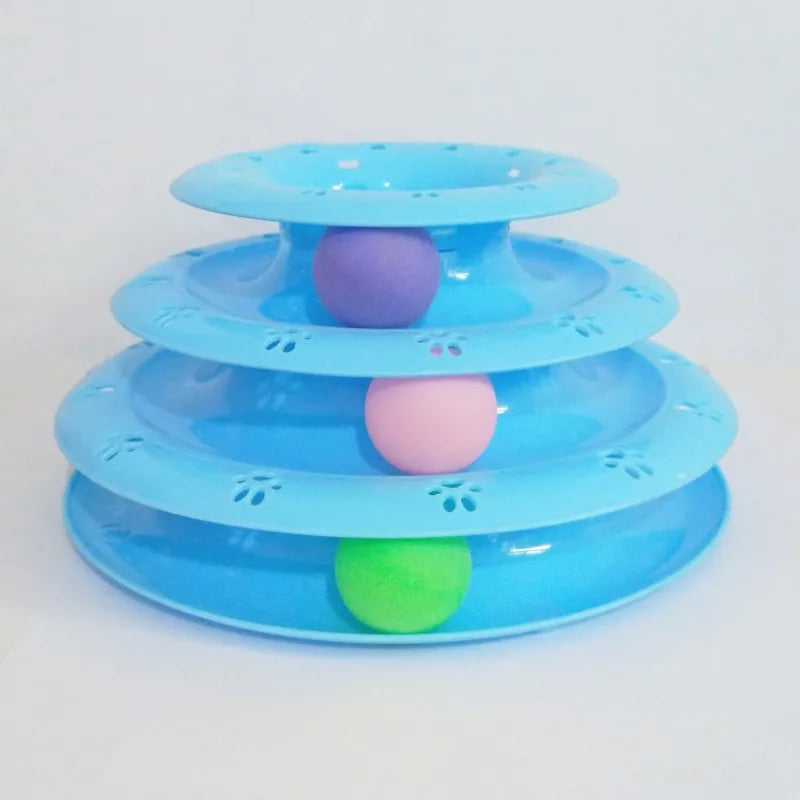Interactive Cat Play Pyramid Toy with Colorful Balls - 3-Tiered Fun