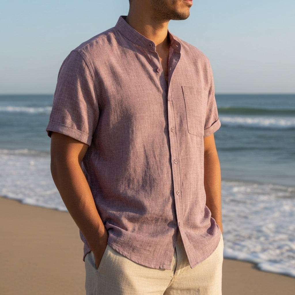 Amalfi Short Sleeve Linen Casual Shirt, view 4 - Elena Harper