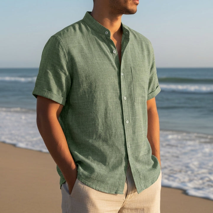 Amalfi Short Sleeve Linen Casual Shirt, view 5 - Elena Harper