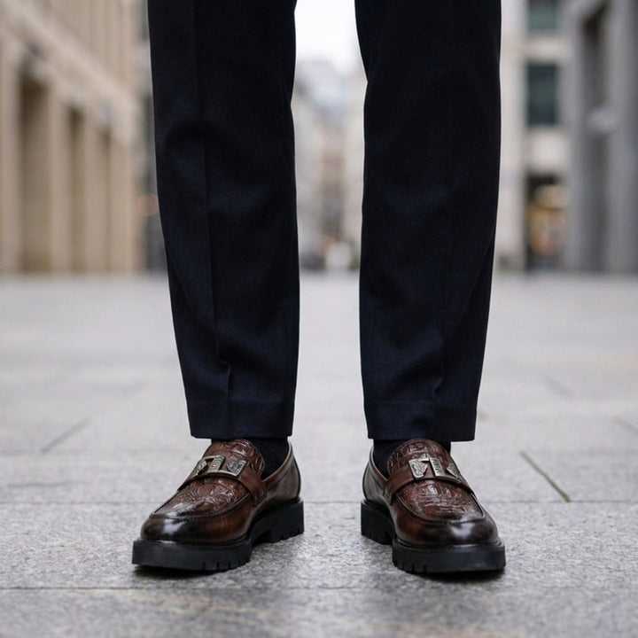 Ajaccio Croc Texture Loafers