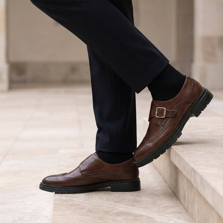 Calvero Brogue Monk Strap Shoes