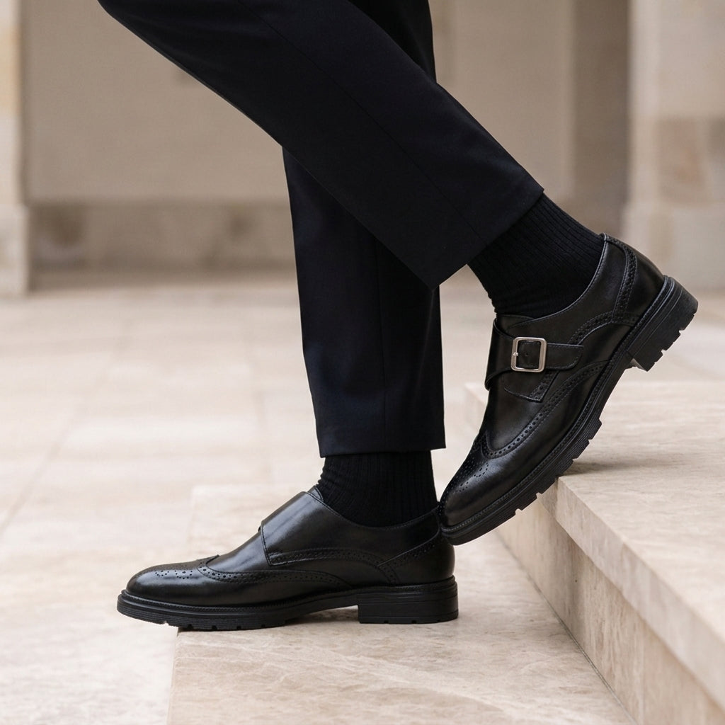 Calvero Brogue Monk Strap Shoes
