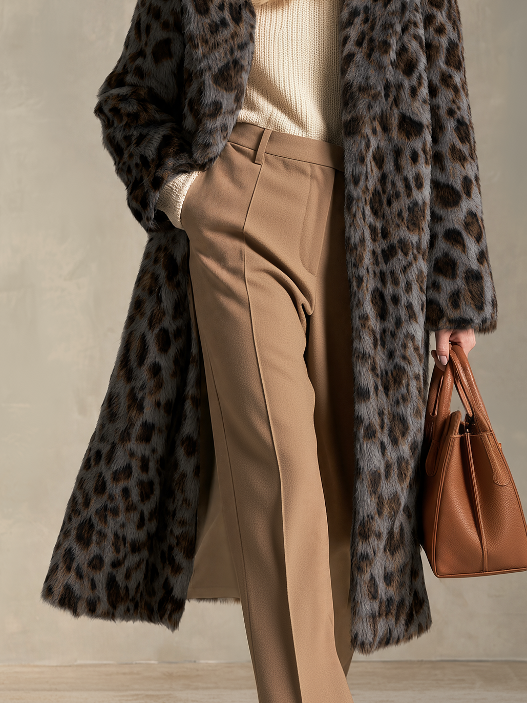Retro Leopard Print Faux Fur Coat | Vintage Chic Women's Winter Coat